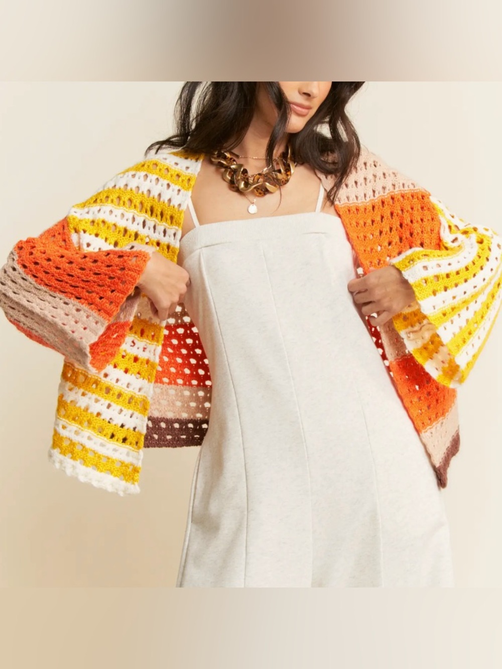 DAVI & DANI Chunky Knit 70s Cardigan